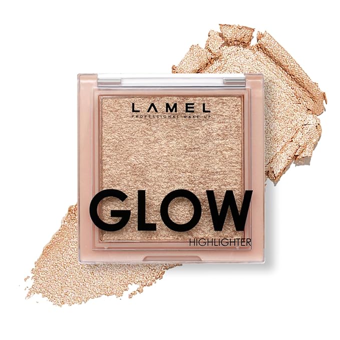 LAMEL Glow Highlighter: Face Make Up & Contour Palette in Deep, Vibrant Colors - Natural Shimmer - Compact Size & Perfect for Travel - Cruelty Free - 3.8gr/0.13 oz 402 (Sun)-BrightBean Baby
