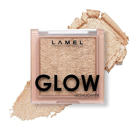 LAMEL Glow Highlighter: Face Make Up & Contour Palette in Deep, Vibrant Colors - Natural Shimmer - Compact Size & Perfect for Travel - Cruelty Free - 3.8gr/0.13 oz 402 (Sun)-BrightBean Baby