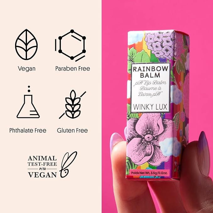 Winky Lux Rainbow Tri-Color Tinted Lip Balm – Hydrating Lip Care with Jojoba Oil & Vitamin E, Sheer Pink Tint, Moisturizes and Softens Dry Lips-BrightBean Baby