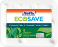 Hefty ECOSAVE Compostable 5-Compartment Paper Trays, 12 Count