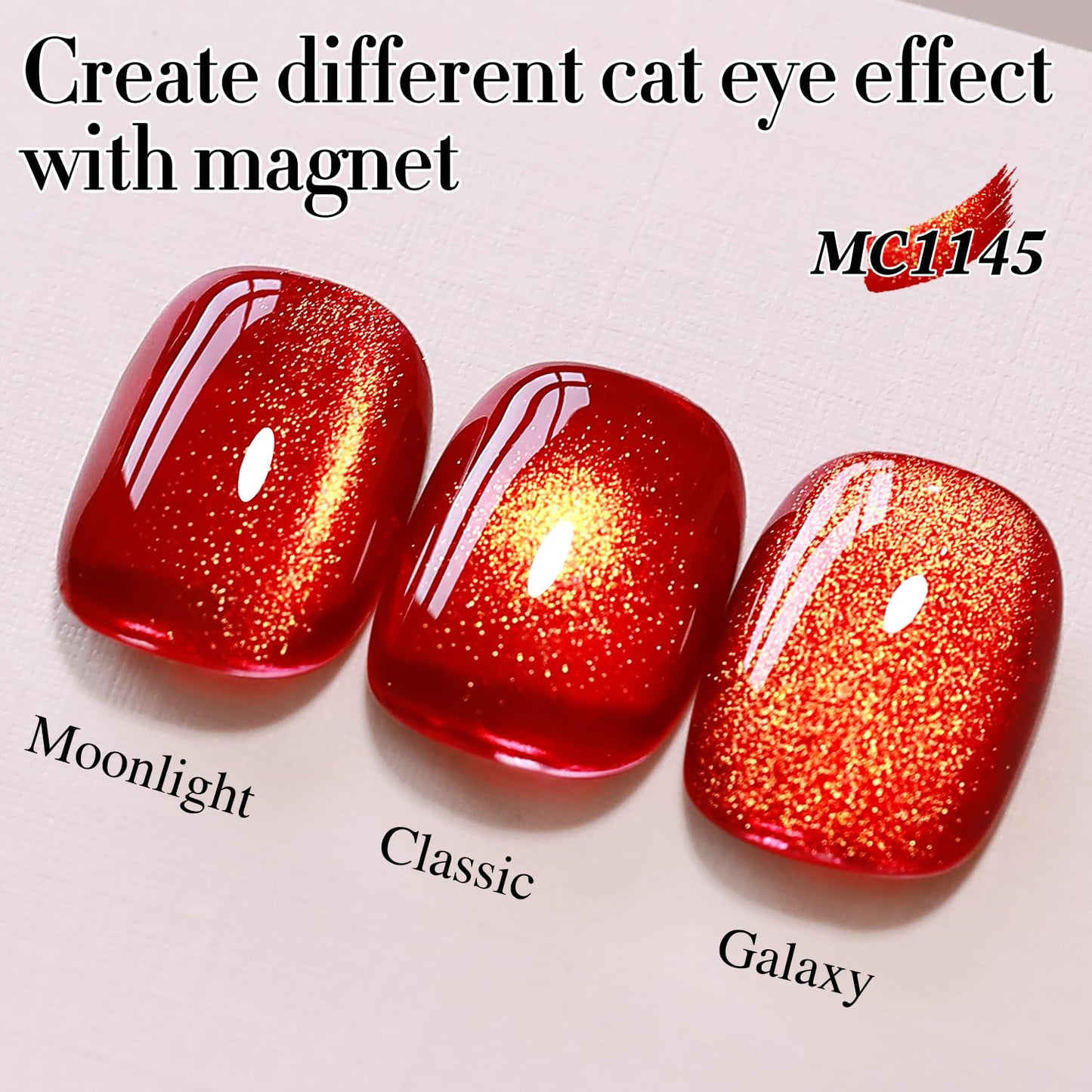 Double Rhythm Cat Eye Gel Polish with Magnet 15ML Ice Glass Holographic Glitter Shimmer Translucent Sheer Color Salon Soak Off Magnetic at Home (Blood Red-MC1145)-BrightBean Baby