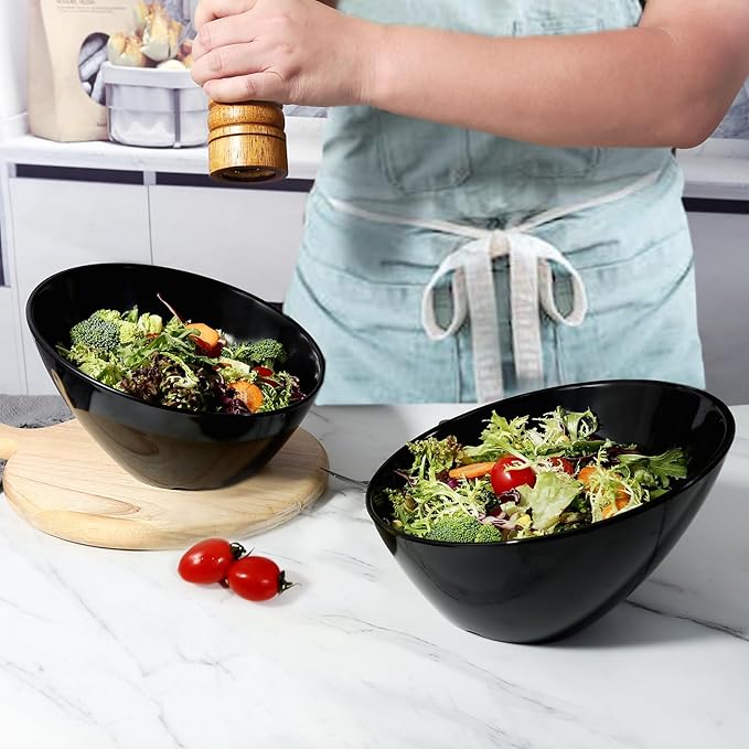 TP Salad Bowls Set of 4, 26 oz Melamine Serving Bowls for Pasta, Cereal, and Snacks, Lightweight and Durable, Dishwasher Safe, Black Bowls for Restaurant, Kitchen, Daily Use