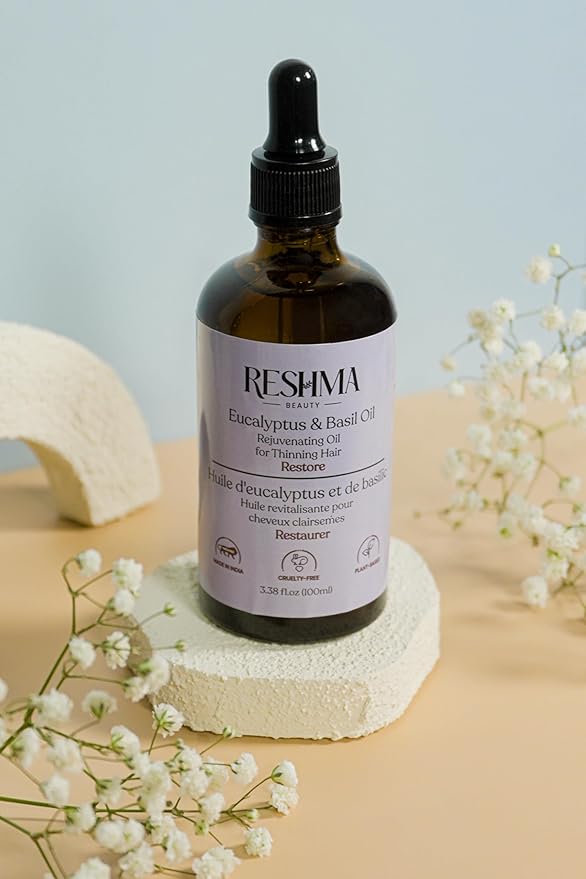 Reshma Beauty Eucalyptus & Basil Oil – Henna Infused Rejuvenating Oil for Thinning Hair | Restores, Strengthens & Nourishes-BrightBean Baby