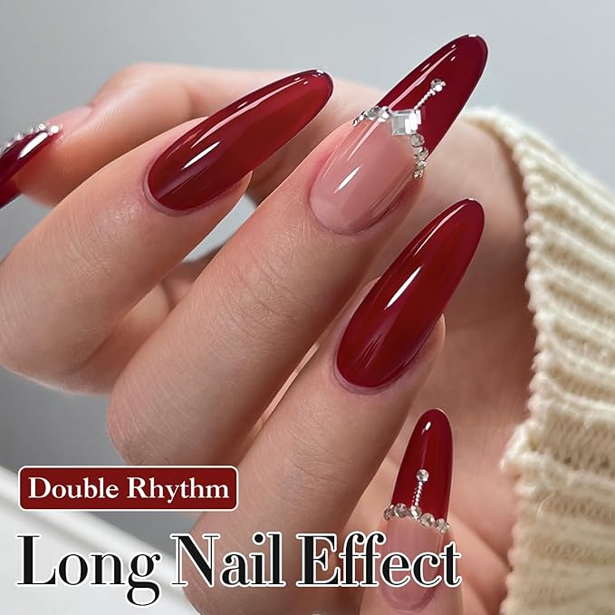Double Rhythm Translucent Gel Polish Sheer Neutral Natural Light Milky Same Color Same Bottle 15ML Jelly Nail Polish Nail Art DIY at Home (Jelly Burgundy-A1400)-BrightBean Baby