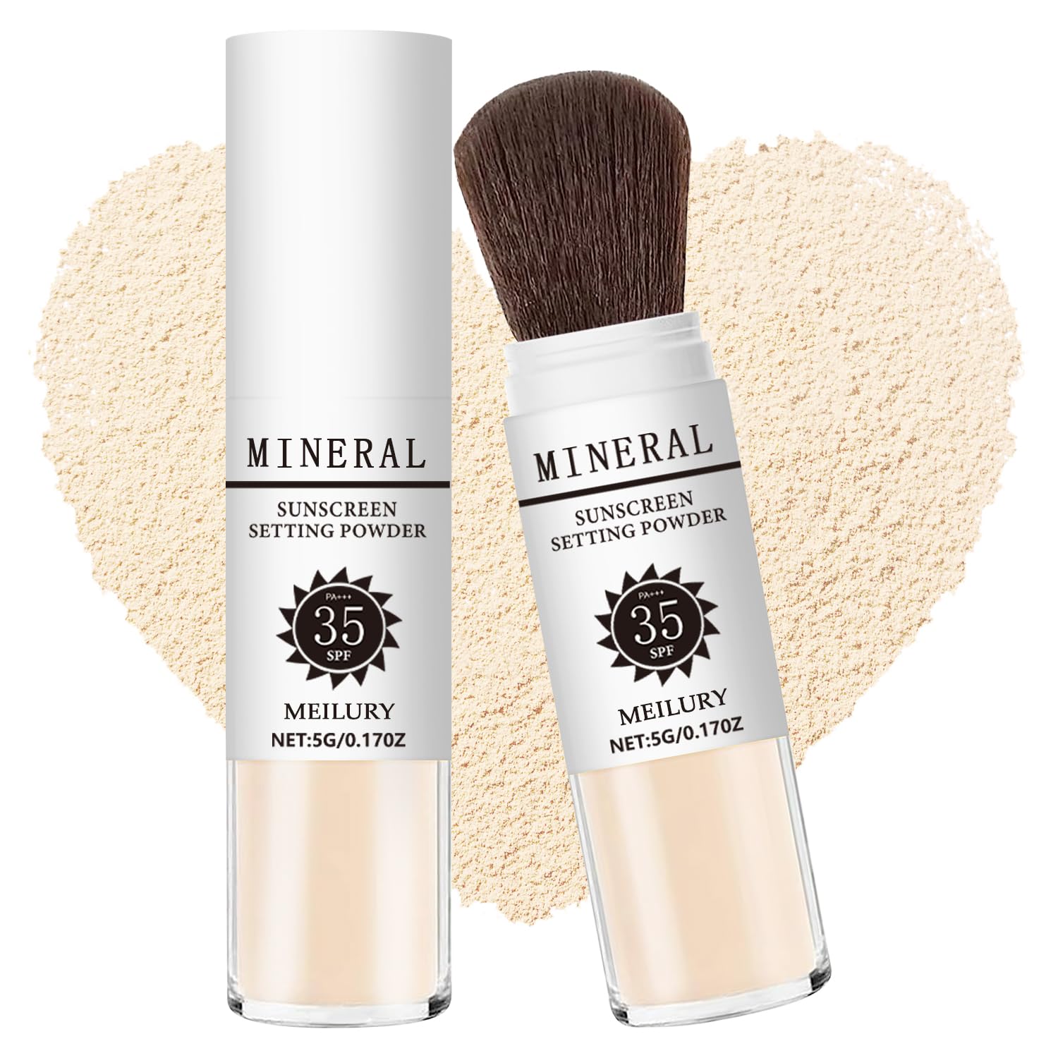 Sunscreen Setting Powder SPF 35, Mineral Brush Powder for Face & Scalp, Oil Control Natural Matte Finish Loose Powder Translucent Lasting Lightweight Breathable for All Skin (#02 Fair)-BrightBean Baby