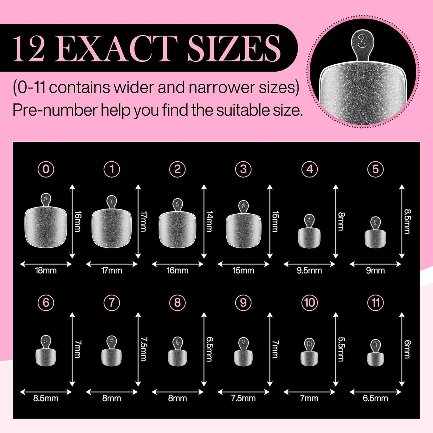Square Toe Nail Tips, 240pcs Press On Toenails for Women Full Matte Wider Toe Nail Tips, 12 Size Full Cover Short Fake Toenail for Big Toe Nail Extensions Home DIY Nail Salon Soak Off-BrightBean Baby