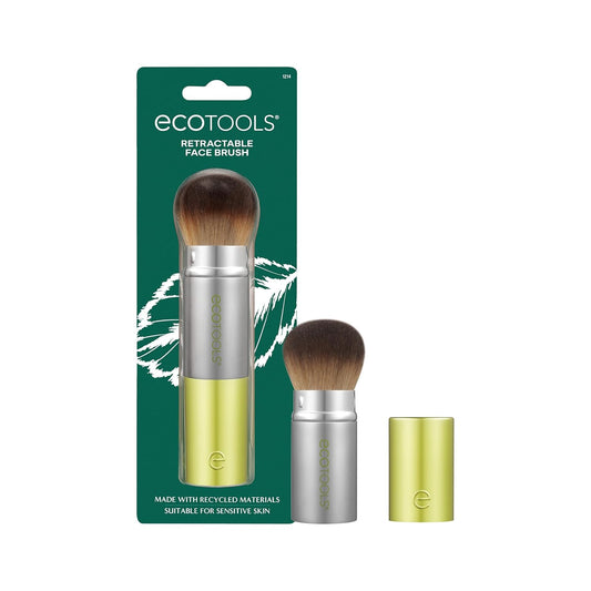 EcoTools Retractable Face Makeup Brush, Kabuki Brush for Foundation, Blush, Bronzer, & Powder, Travel Friendly & Perfect for On The Go, Eco Friendly, Synthetic & Cruelty Free Bristles, 1 Count-BrightBean Baby