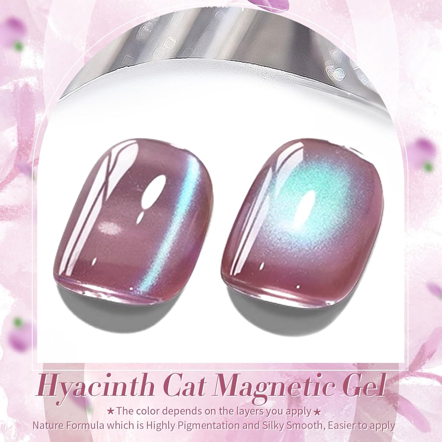 BORN PRETTY Cat Magnetic Eye Gel Nail Polish,Hyacinth Purple Jelly Glass Magnetic Gel Polish,Glitter Soak Off Nail Art Salon Manicure Home Gift 15ml-BrightBean Baby