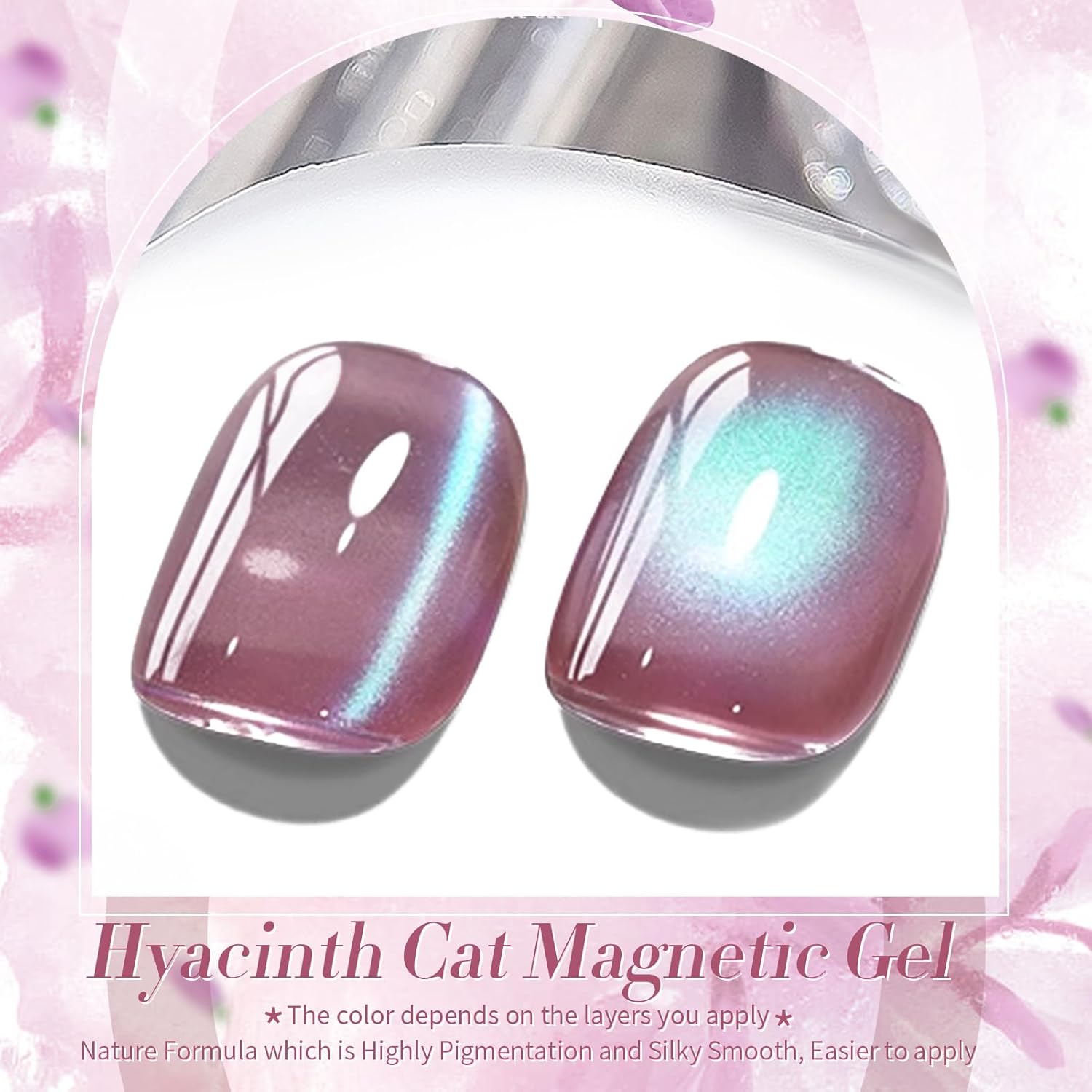 BORN PRETTY Cat Magnetic Eye Gel Nail Polish,Hyacinth Purple Jelly Glass Magnetic Gel Polish,Glitter Soak Off Nail Art Salon Manicure Home Gift 15ml-BrightBean Baby
