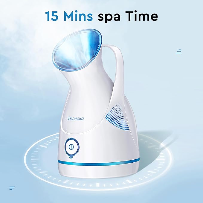 Amconsure Facial Steamer - Nano Ionic Face Steamer Warm Mist Steamer for Home Sauna SPA, Humidifier for Deep Cleaning Unclogs Pores Sinuses(Blue)-BrightBean Baby