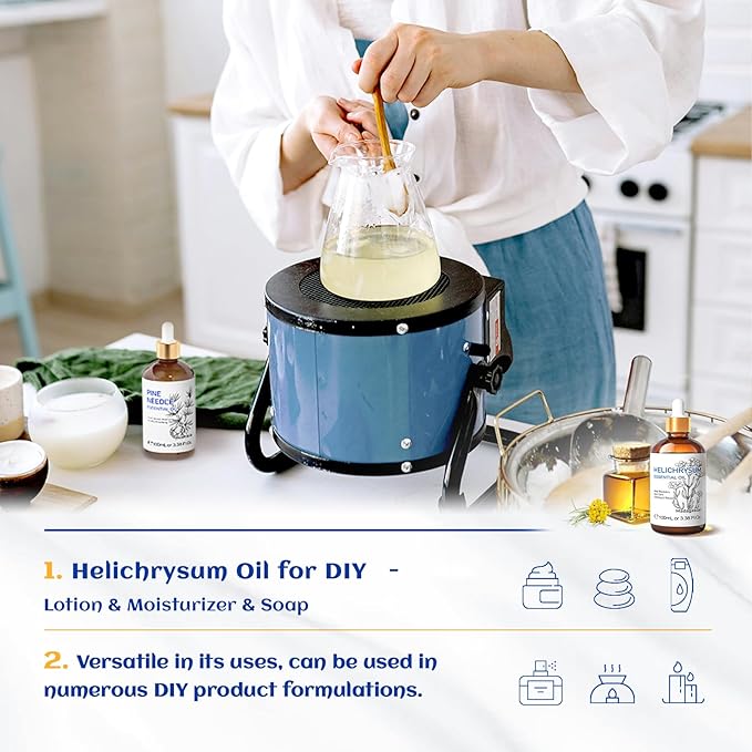 HIQILI Helichrysum Essential Oil for Skin Nourish, Undiluted & Natural, Relieve Fatigue in Body Massage, Reduce Fine Line and Wrinkle, Aromatherapy Diffuser, DIY Floral Scented Gift -100ML-BrightBean Baby