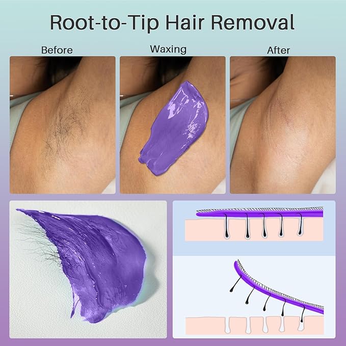 BLITZWAX Brazilian and Bikini Waxing Kit for Women, Hard Wax Warmer for Face, Legs, and Body, At Home Hair Removal Kit, Beginner Friendly, Quick Heating, 32pcs Wax Spatulas-BrightBean Baby