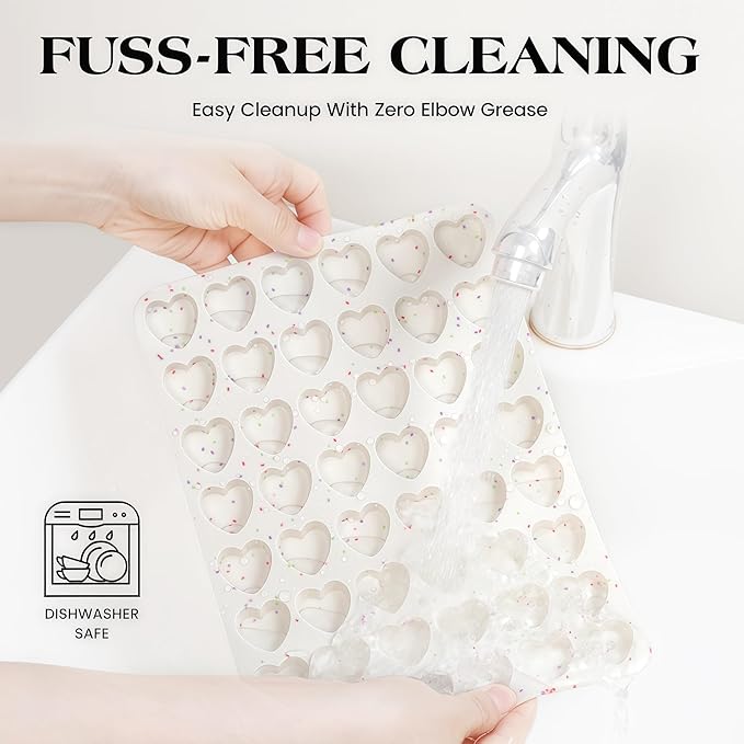 1 Inch Mini Heart Shaped Silicone Molds for Chocolate, Candy, Gummy, Soap (Set of 2, Cream)