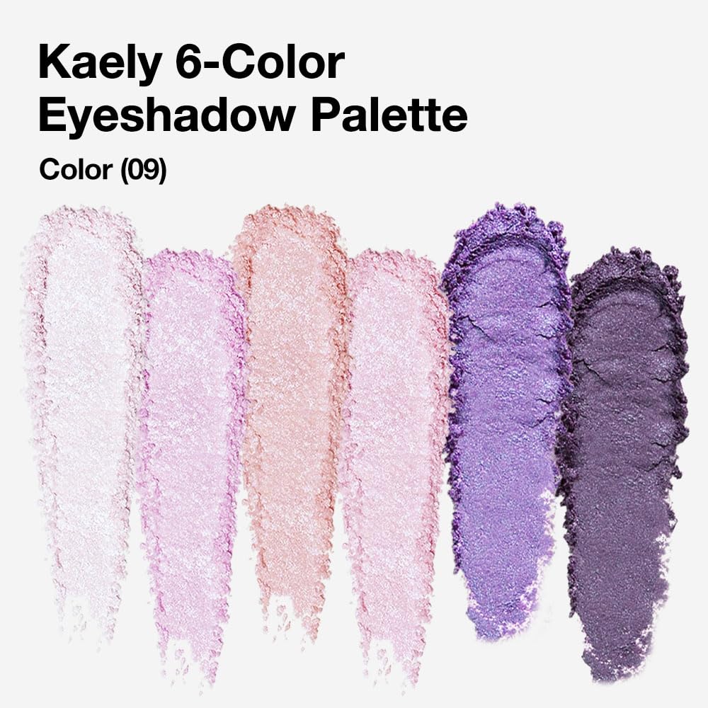 Kaely 6 Colors Mini Purple Eye Shadow Palette Makeup, Matte Shimmer Glitter Violet Lavender Lilac Eyeshadow Palette High Pigmented Waterproof, paleta de sombras de ojos, Vegan & Cruelty-free, 09-BrightBean Baby