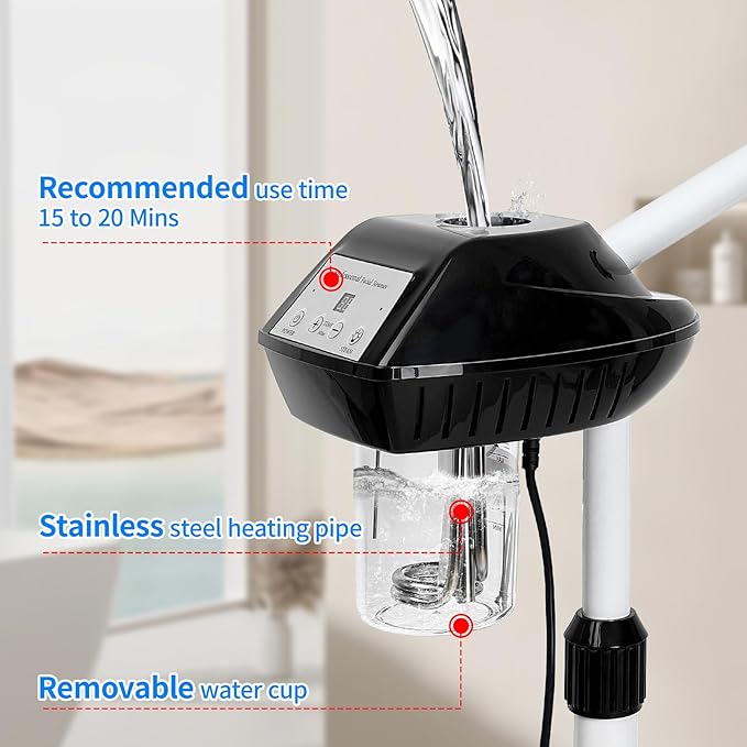 Professional Facial Steamer on Wheels, Facial Steamer for Facial Deep Cleaning, Facial Humidifier for Spa, Adjustable Height for Spa, Salon and at Home Use-BrightBean Baby