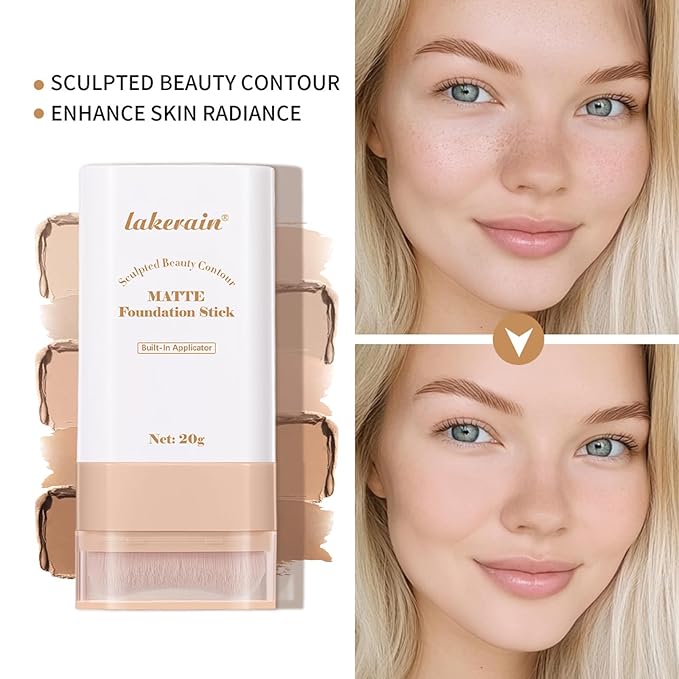 Beauty Balm Serum Boosted Skin Tint, Dual-Ended Eraser Foundation Stick with Brush, Full Coverage Cream Korean Makeup, Long-Lasting Stick for Smooth, Flawless Finish (#2 Nature)-BrightBean Baby