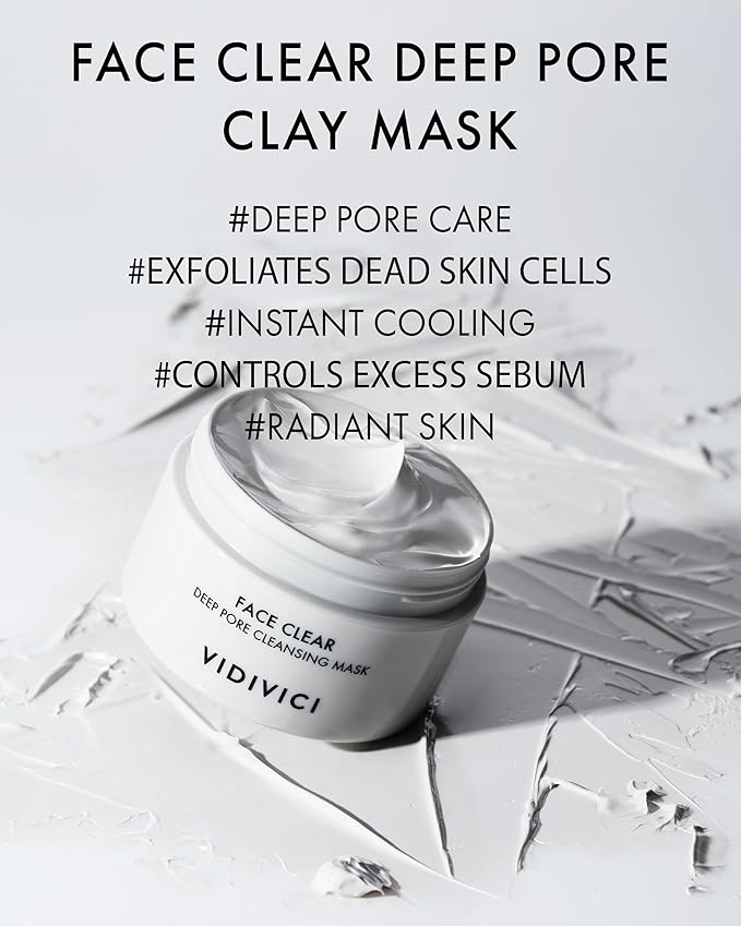 VIDIVICI Korean Deep Pore-Cleansing Clay Mask – Gently Exfoliates & Soothes Oily, Sensitive Skin – Mud Wash-Off Formula for Sebum Control, Cooling Hydration & Pore Tightening – 3.38oz-BrightBean Baby