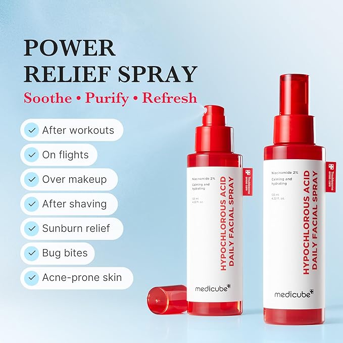 medicube Power Soothing Spray | Hypochlorous Acid Spray For All Skin Types, Delicate Skin | Daily Skin Solution & Post-Sun Care | HOCI Facial Mist for Soothing & Calming | Korean Skincare | 4.22 fl.oz-BrightBean Baby