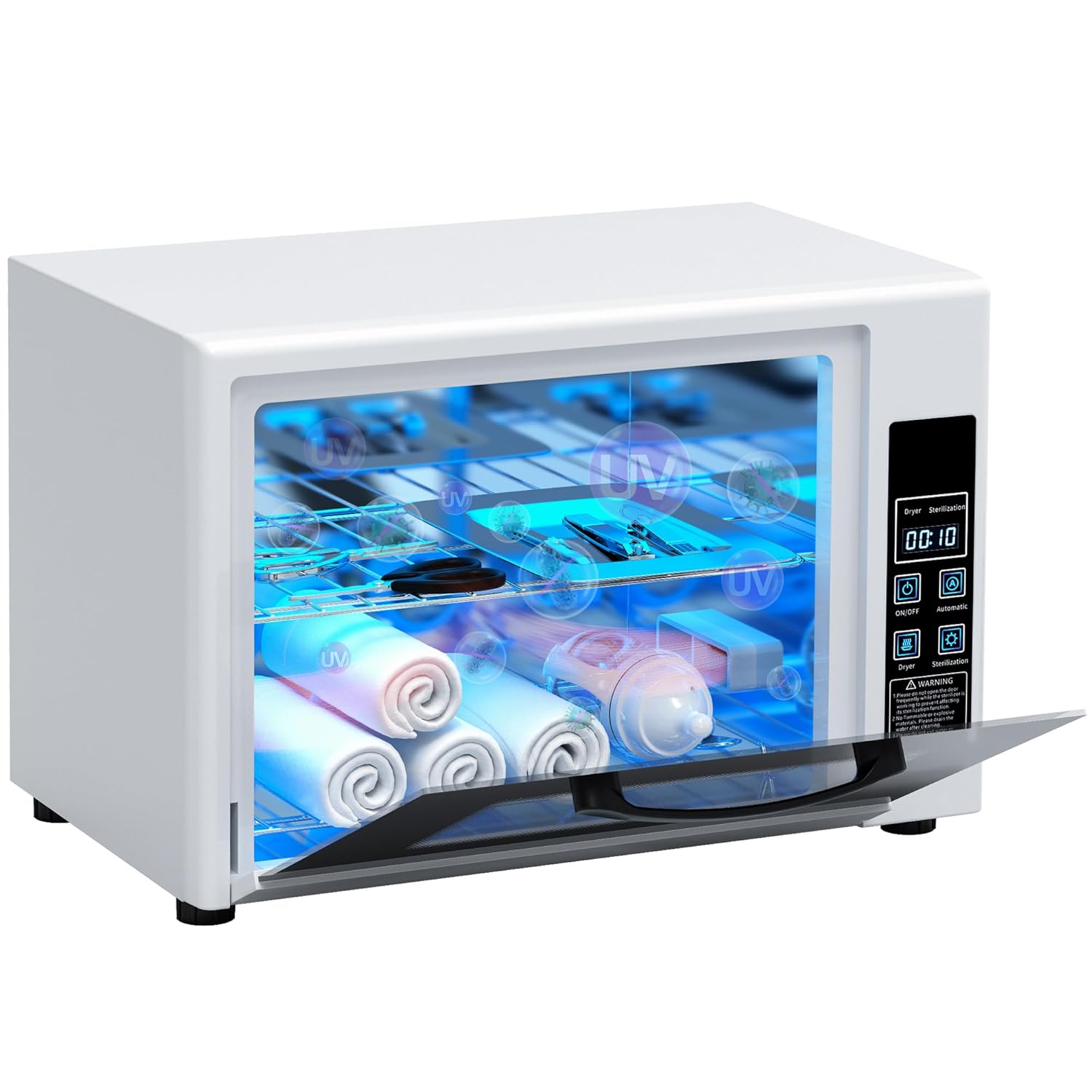 YOTAN 15L Nail Tool Cleaner with Timer Setting, High Capacity Cleaning Cabinet, Multi-Functional Manicure Cleaning Box for Spa Beauty Home Metal Tools, Mobile Phone, Baby Toy, White-BrightBean Baby