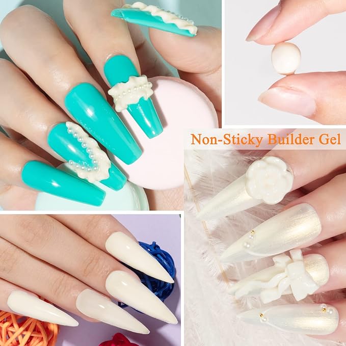 MIZHSE Solid Builder Gel, Milky White Sculpting Gel for Nail, Non-Sticky Hand 3D Nail Art Building Carving Modeling Hard Nail Extension Soak Off Nail Art Salon Manicure Home 15g-BrightBean Baby