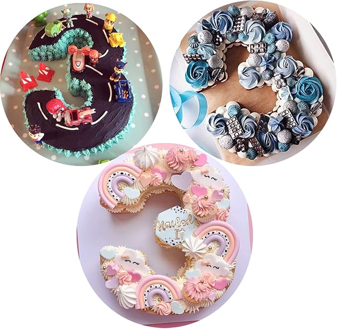 Ducodocu Large Number Cake Pan for Baking 3D Silicone Cake Mold DIY Baking Mold Novel Cake Tins for Birthday Wedding Anniversary Number of 3