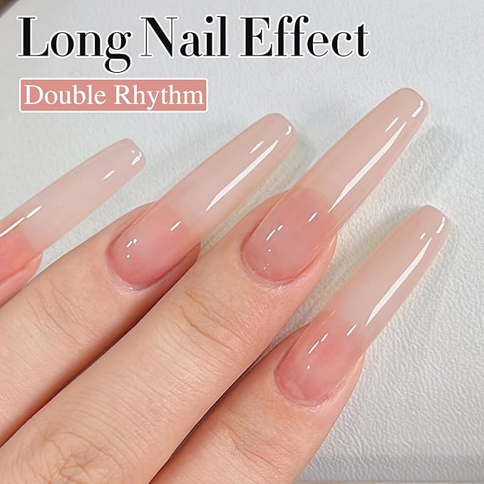 Double Rhythm Translucent Gel Polish Sheer Neutral Natural Light Milky Same Color Same Bottle 15ML Jelly Polish Art DIY at Home (Milky Pink -A1374)-BrightBean Baby