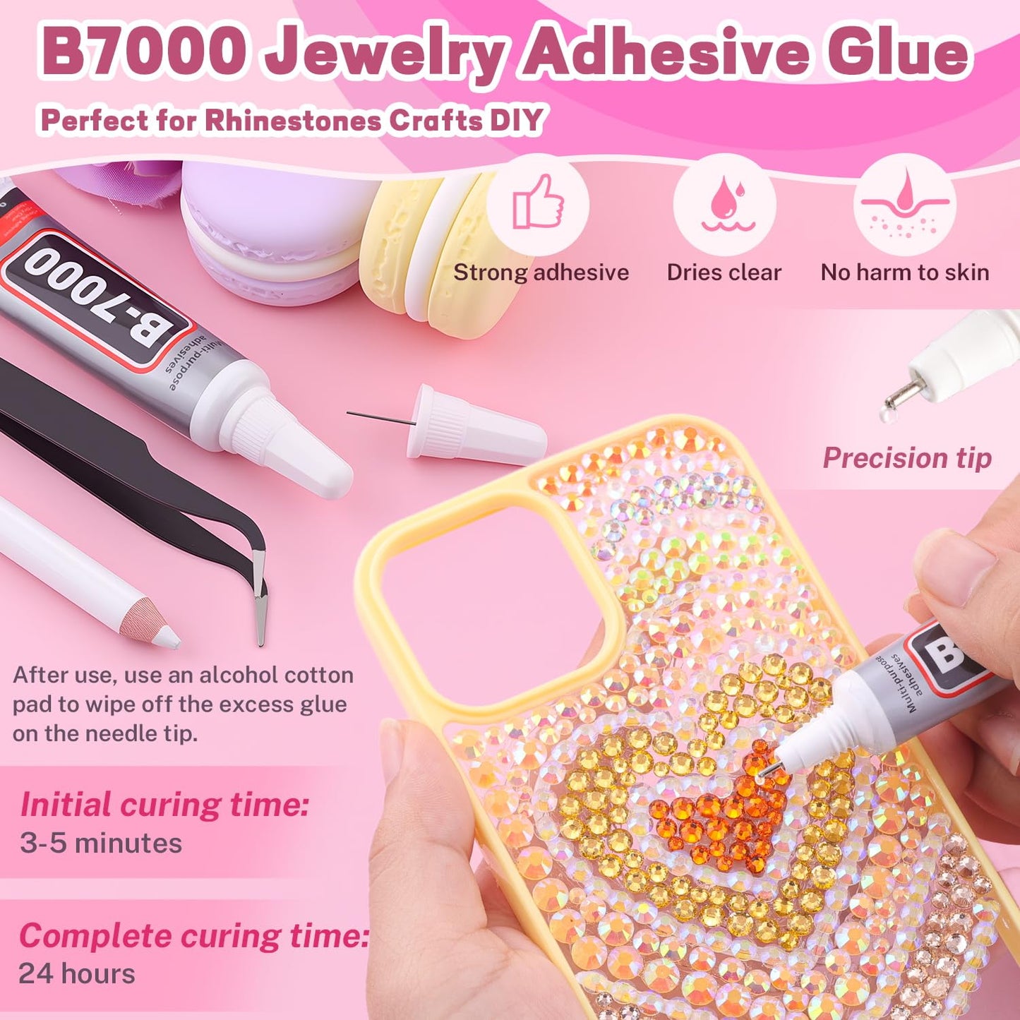 20000Pcs Yellow Rhinestones for Bedazzling with 1Pcs B7000 Jewelry Glue, Resin Rhinestones for Crafting Crafts DIY, Bedazzler Kit Gems for Clothing Shoes Tumblers Nail Art Assorted Size 3/4/5/6mm-BrightBean Baby