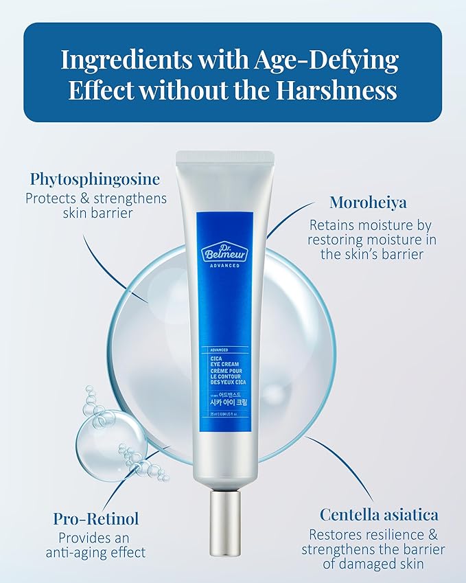 Advanced CICA Eye Cream (0.9fl oz) - Gentle Eye Care for Delicate Skin. Korean Skin Care by LG Beauty. Ceramide, Centella Asiatica, Pro-Retinol.-BrightBean Baby