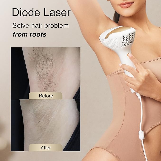 810nm Diode Laser Hair Removal for Women and Men, The FDA-Cleared Home-Use Device, Permanent Reduction in Hair Regrowth, V4S for Skin Tone 1-5, Wide-Angle 15 Mins Hair Removal for Face, Body-BrightBean Baby