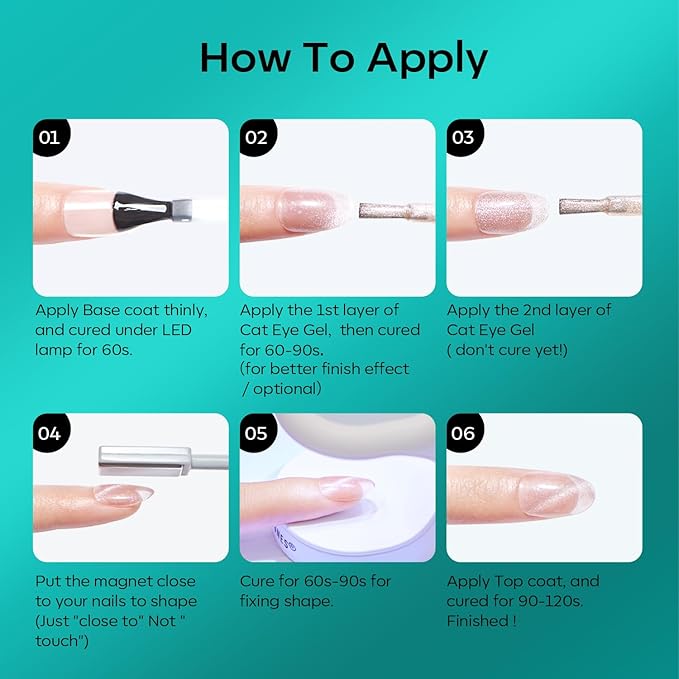 modelones Cat Eye Gel Nail Polish, 6 Colors Glitter Red Green Purple Blue Gel Polish Set with Magnet Sparkle Galaxy Series Nail Gel Polish Kit Soak Off Led Nail Art Manicure Salon DIY Gifts-BrightBean Baby