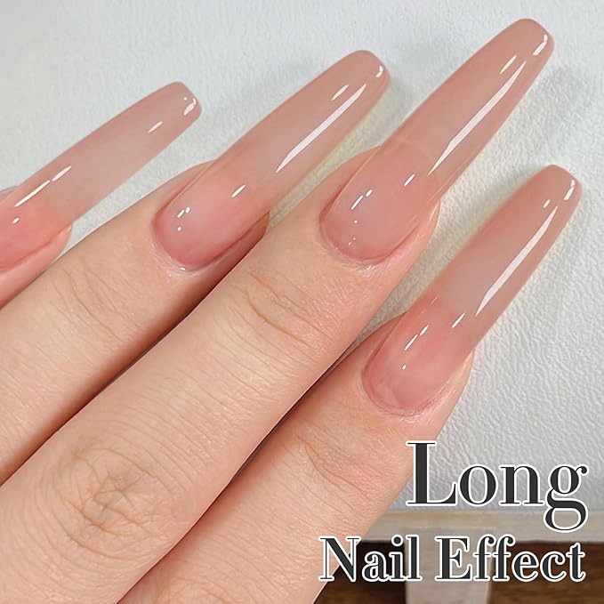 Double Rhythm 0.5Oz Translucent Gel Polish Sheer Neutral Natural Light Milky Same Color Same Bottle 15ML Jelly Nail Art DIY at Home (Skin Nude-A1370)-BrightBean Baby