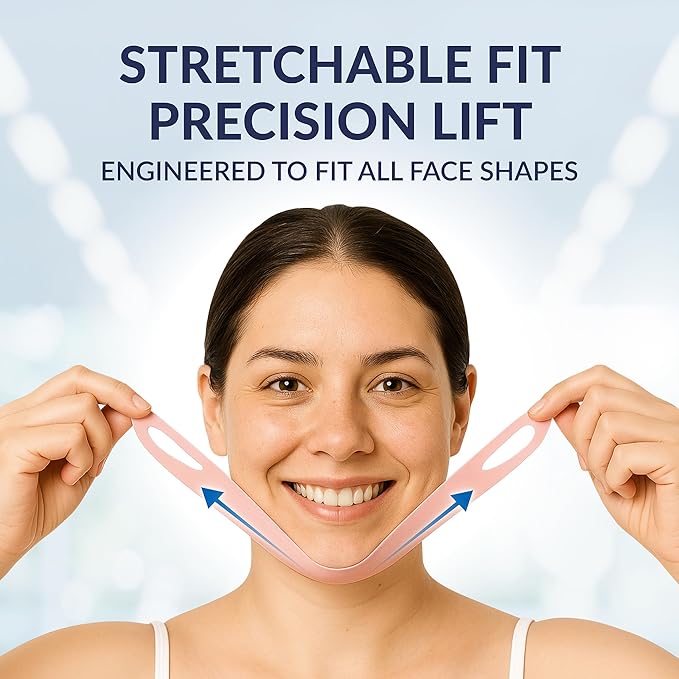 Stylia V Line Lifting Collagen Face Mask - Double Chin Strap for Women - Jawline Shaper Face Lift Tape - Neck Lift Collagen Mask - Chin Strap for Sleeping - Hyaluronic Acid, Aloe Vera, Cica 7P-BrightBean Baby