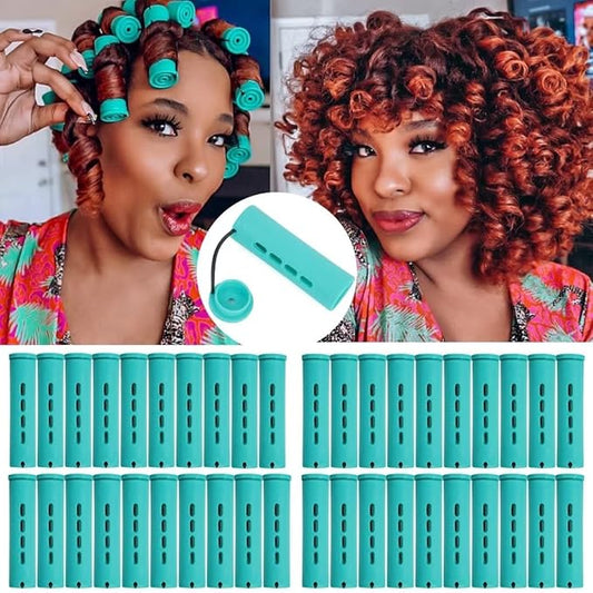 YOROSTAR 40pcs Green Plastic Perm Rods Set for Natural Hair, Large Hair Curling Rods for Women Hair DIY Hairdressing Tools-BrightBean Baby