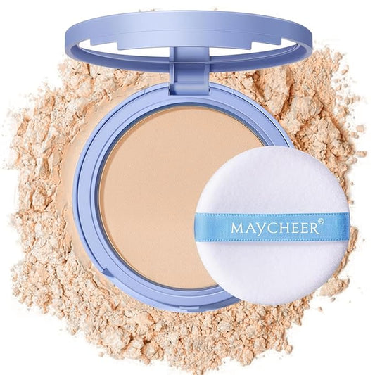Oil Control Face Pressed Powder,Matte Smooth Setting Powder Makeup,Waterproof Long-Lasting Makeup Setting Powder,Oil Control Flawless Finish,Lightweight,Residue-Free (02 NATURAL BEIGE)-BrightBean Baby