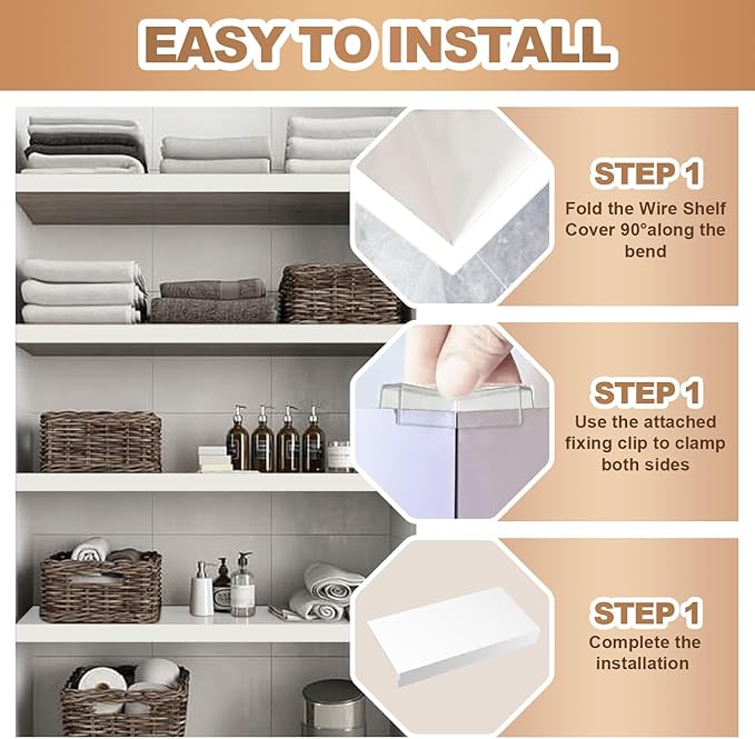 5 Pcs Wire Rack Covers 16x9x3 inch PVC Pantry Shelf Cover 0.31 inch Thick Removable Closet Wire Rack Shelf Covers,Decoration Kitchen Bathroom Office Shelving (Light Luxury White,16x9x3 inch)