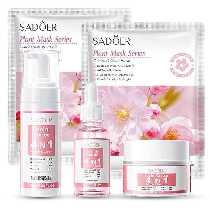 4 IN 1 Face Care Kit, Gifts for Women, Anti Aging Skin Care Set, Reduce Wrinkles with Hyaluronic Acid, Niacinamide, Vitamin C, Vitamin E, Daily Skin Care Routine, Face Skin Care Kit for Women Gift-BrightBean Baby