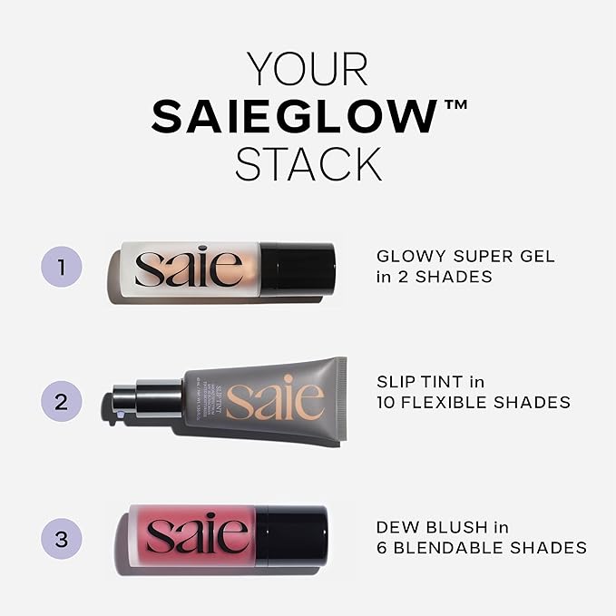Saie Dew Liquid Blush for Cheeks - Hydrating Cream Blush Stick with a Blendable + Buildable Formula - Skincare Infused Dewy Cheek Tint for a Natural Flush - Glowy Makeup Essential - Baby (.40 oz)
