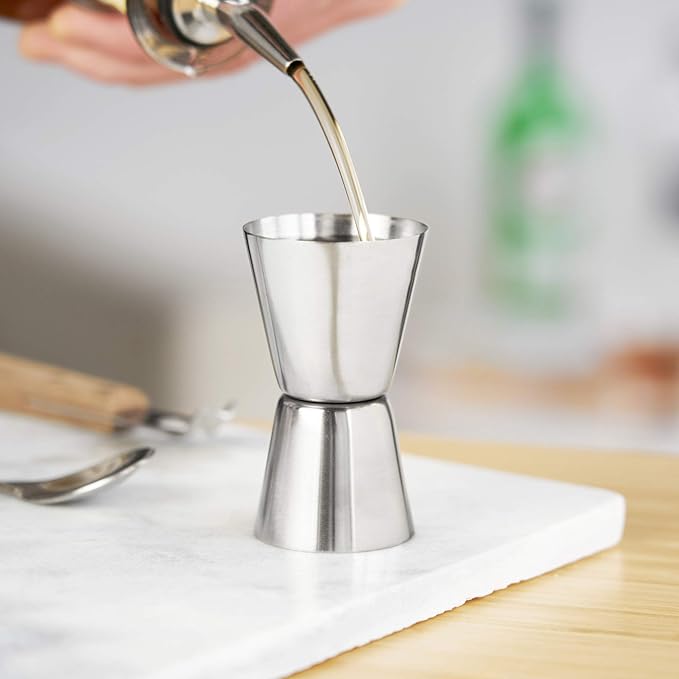 True Big Jig Cocktail Measuring Jigger for Bartending, Durable Stainless Steel Double Jiggers, Bar Tools, Home Bar Accessories 1 oz & 1.5 oz, Set of 1