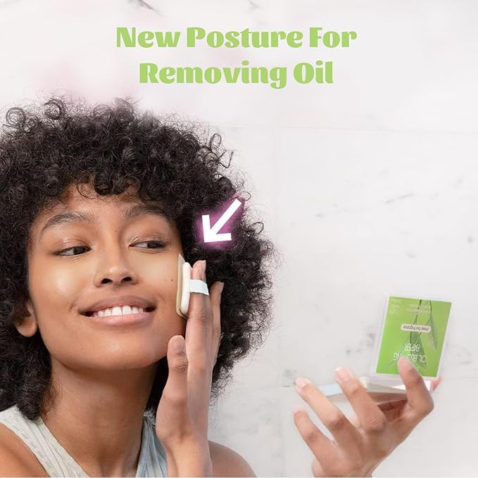 Oil Blotting Sheets for Face, Blotting Paper For Oily Skin Green Tea 100 sheets with Portable Mirror Case & Makeup Puff, Oil Absorbing Sheets For Face-BrightBean Baby