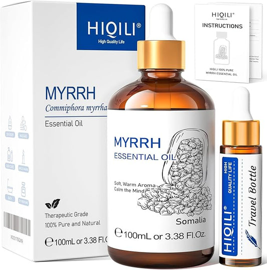 HIQILI 100ML Myrrh Essential Oil for Skin, Diffuser & Candle, 100% Pure and Natural - 3.38 Fl Oz-BrightBean Baby