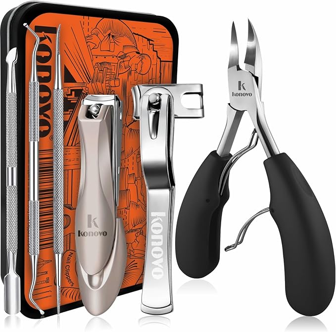 Toenail Clippers for Seniors Thick Toenails, Toe Nail Clippers Adult Thick Nails Long Handle, Professional Heavy Duty Nail Clippers 6Pcs Black-BrightBean Baby