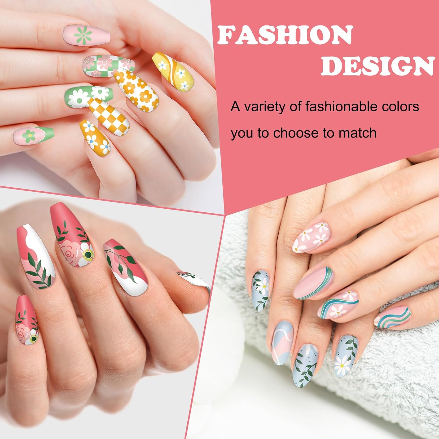 Whaline 6Pcs Simple Floral Nail Plates Stamping Set Flower Leaves Stamp Templates Nail Art Plates for DIY Print Manicure Salon Design Gift-BrightBean Baby