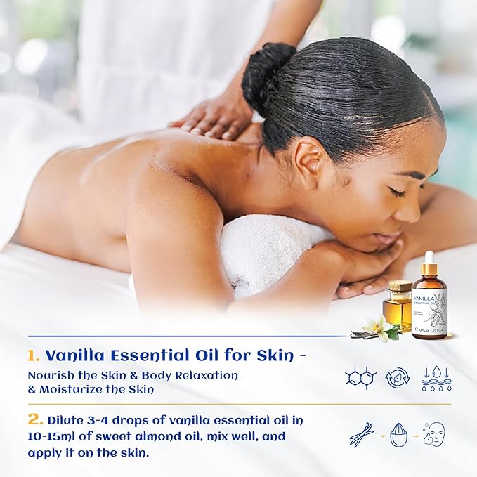 HIQILI 1 Fl Oz Vanilla Essential Oil, Undiluted Natural Strong Fragrance Add in Skin Perfume, Unscented Lotion, Candle Soap Making Scent, Relax at Home with Diffuse Warm Sweet Aroma-BrightBean Baby