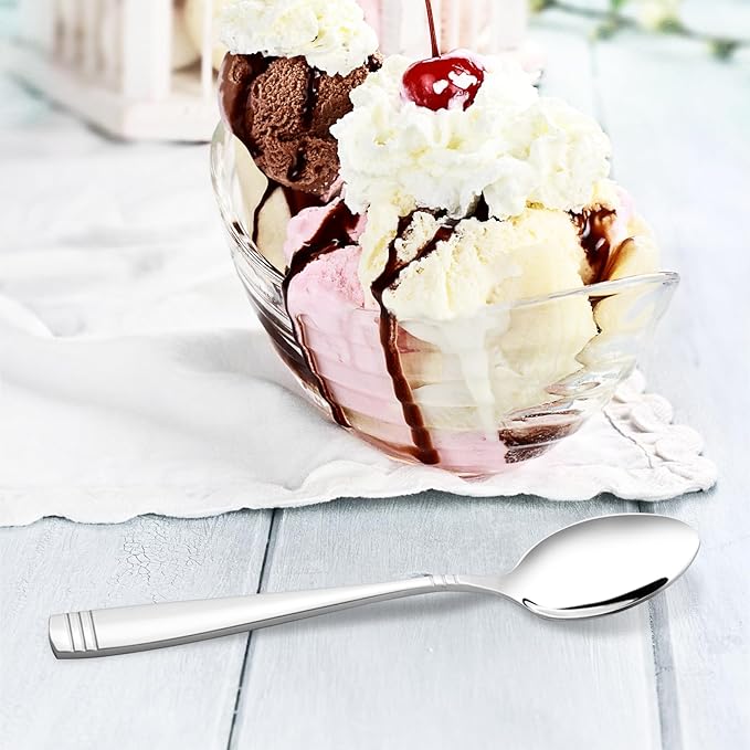 Obstnny 16-Piece Stainless Steel Teaspoons, Small Dessert Spoons Set