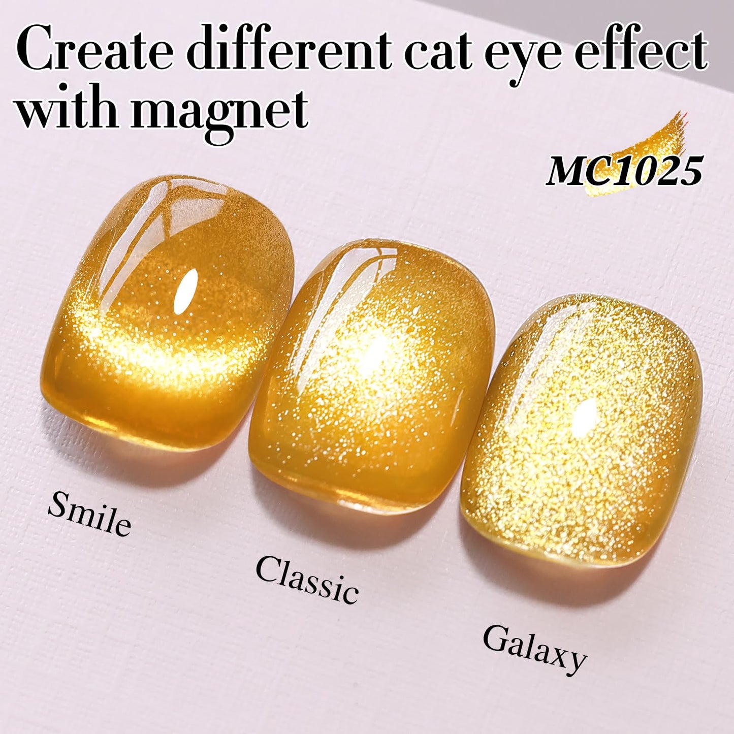 Double Rhythm Jelly Glass Cat Eye Gel Polish with Magnet 15ML Holographic Glitter Shimmer Translucent Sheer Color Magnetic Nail Polish Salon DIY at Home (Gold Cat-MC1025)-BrightBean Baby