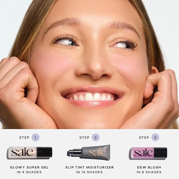 Saie Mini Glowy Super Gel - Hydrating Makeup Primer and Illuminating Glow Serum Enriched with Vitamin C and Squalane Oil - All-Over Liquid Highlighter Makeup for Instant Glass Skin - Warmglow (0.5 oz)-BrightBean Baby