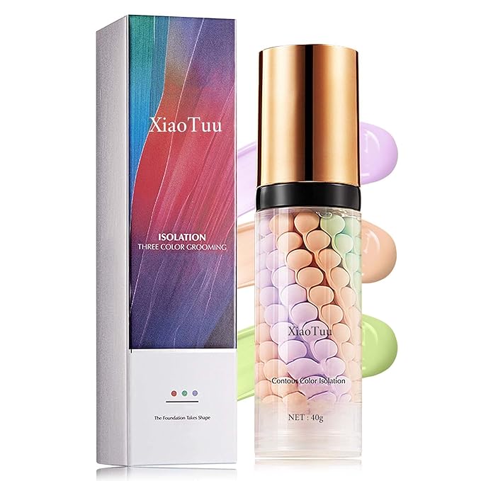 Color Correcting Facial Serum,Isolation Cream,Pore Primer,Invisible Pore,Skin Tone Correcting,Moisturizing Concealer Foundation Face Makeup Brightening Primer Base-BrightBean Baby