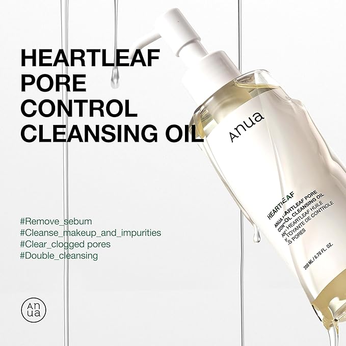 Anua Heartleaf Pore Control Cleansing Oil, Oil Cleanser for Face, Makeup Blackhead Remover, Korean Skin Care 6.76 fl oz(200ml) (original)-BrightBean Baby