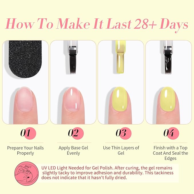 Born Pretty Jelly Pastel Gel Nail Polish 6 Colors Spring Summer Yellow Green Blue Purple Pink Candy Sweet Colors Apex Building Effect Gel Polish Kit Nail Art Gel Manicure Kit DIY at Home Salon Gifts-BrightBean Baby