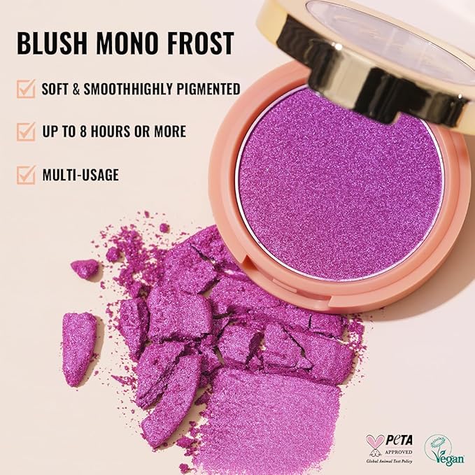 Oulac Luminisers Powdery Blush for Cheeks Sliky Glow,Brighten Skin As Highlighter Blush Makeup, Shimmer Blusher,Buildable and Vegan Cosmetics,4.8g F13 Carnival-BrightBean Baby